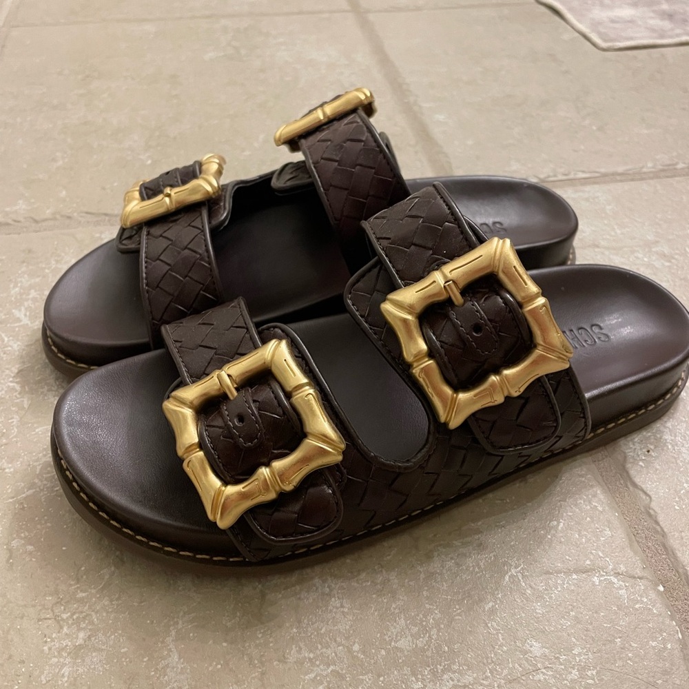 Schutz Enola Woven Slide Sandals